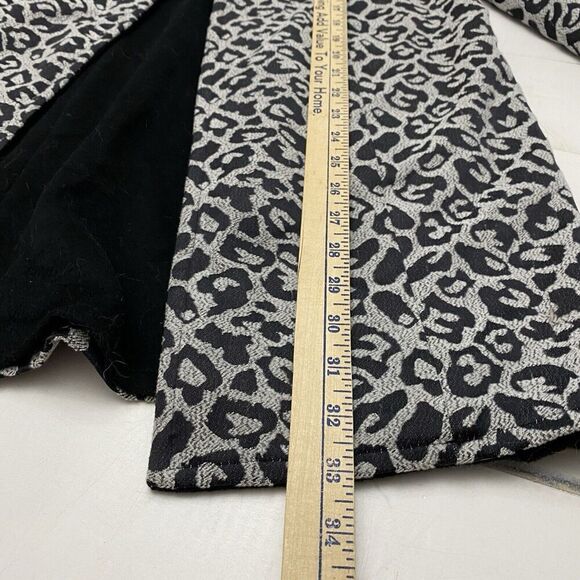 Betsy Johnson Black Snow Leopard Print Reversible Coat Wool Blend Women's Large - Picture 13 of 13